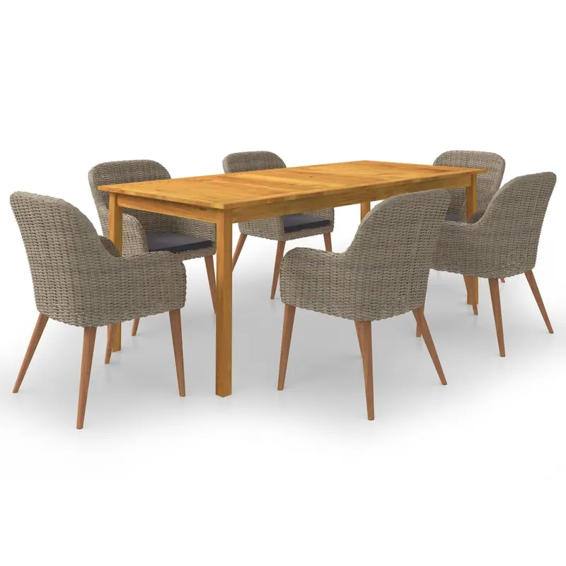 set mobilier de gradina, 7 piese, maro
