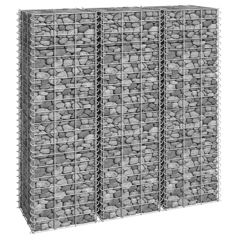 straturi inaltate de gabioane, 3 buc., 30x30x100 cm, fier