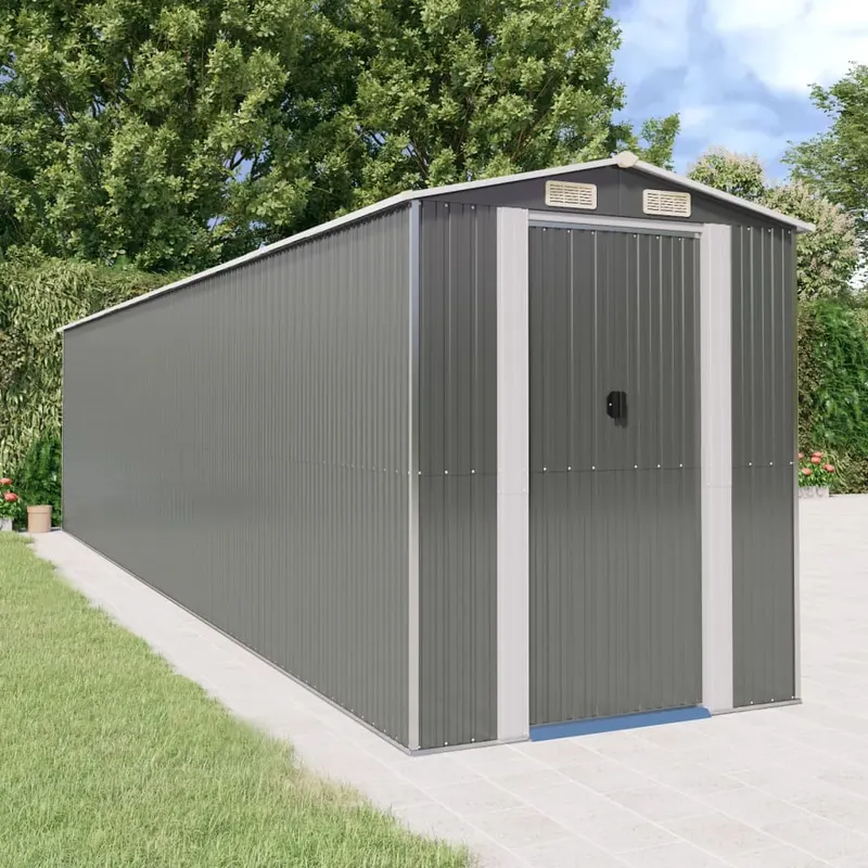 sopron de gradina, gri deschis, 192x855x223 cm, otel galvanizat