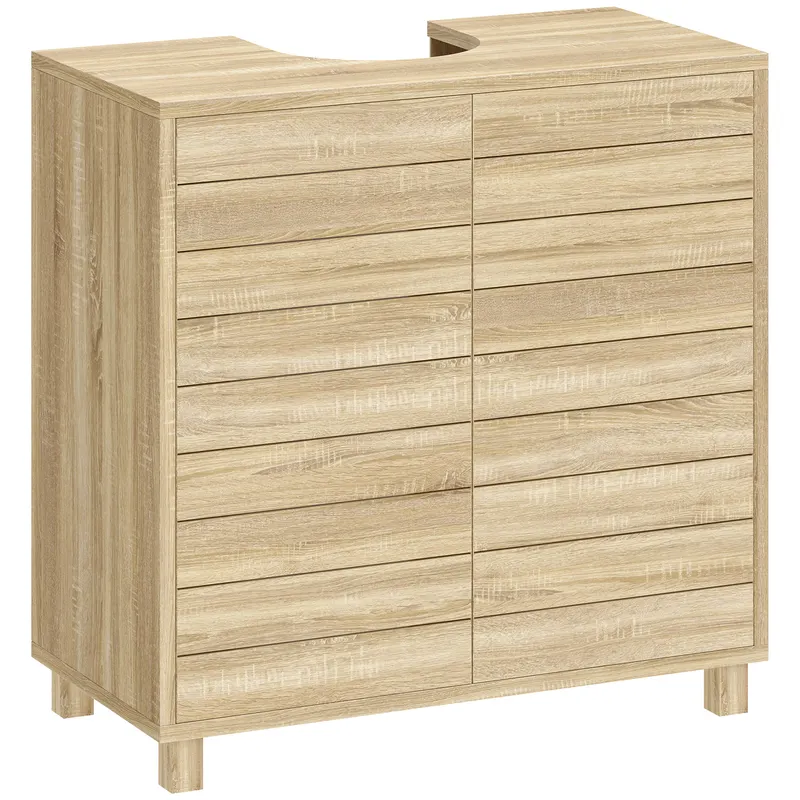 HOMCOM Dulap Sub Lavoar, Baie cu Raft Reglabil, Design Push-to-Open
