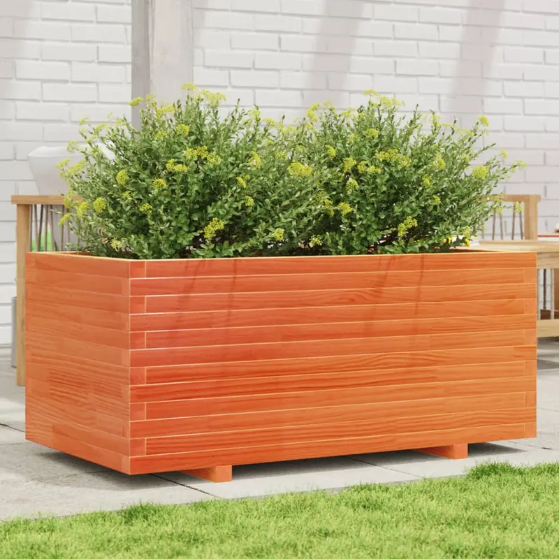 jardiniera gradina, maro ceruit, 110x60x49,5 cm, lemn masiv pin