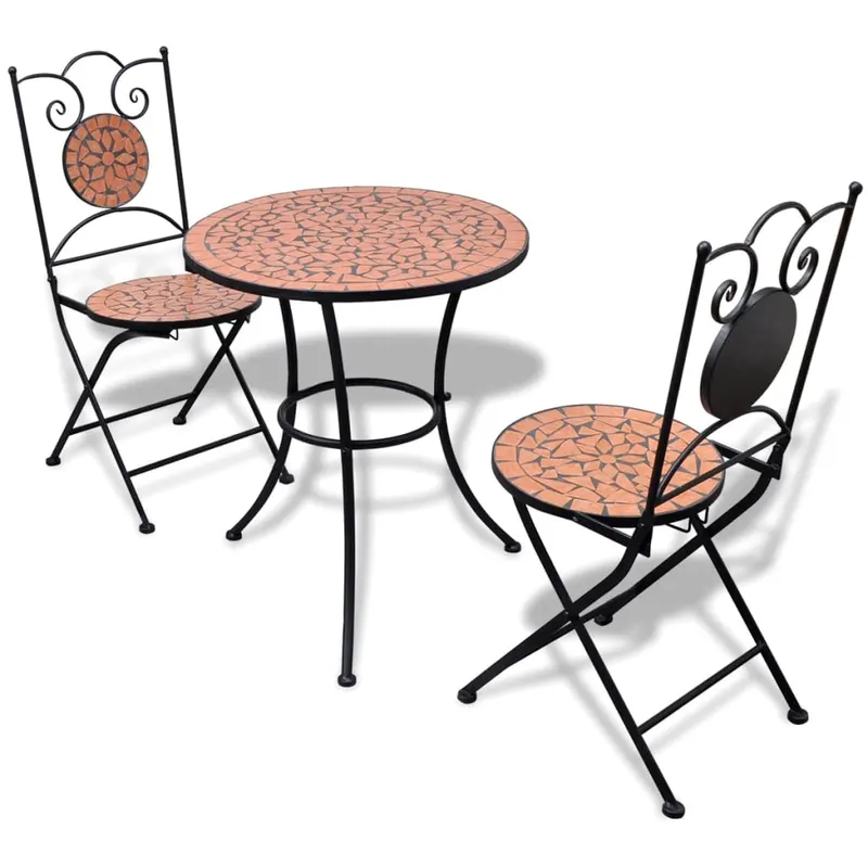 set mobilier bistro, 3 piese, caramiziu, placi ceramice