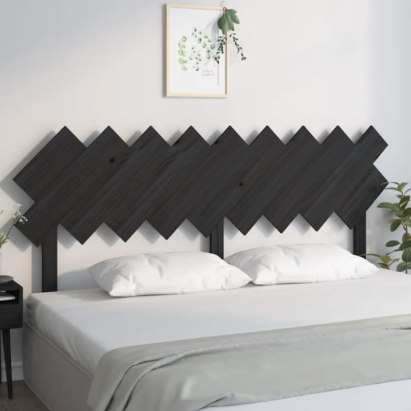 tablie de pat, negru, 178x3x80,5 cm, lemn masiv de pin