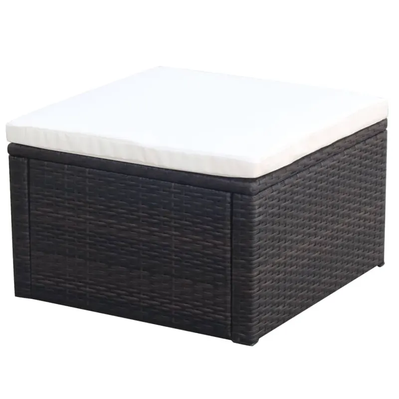 taburet otoman din poliratan, 53 x 53 x 30 cm, negru