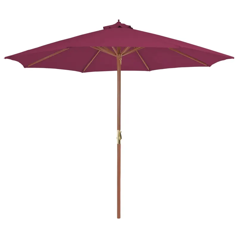 umbrela de soare exterior, stalp din lemn, 300 cm, rosu bordo