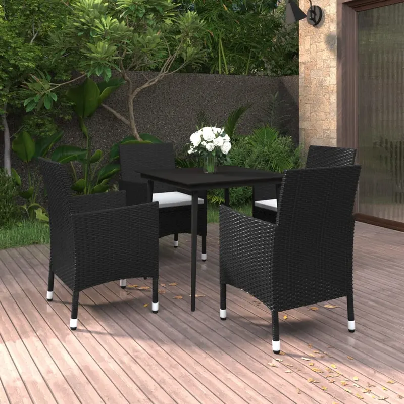 set mobilier de gradina cu perne 5 piese poliratan & sticla