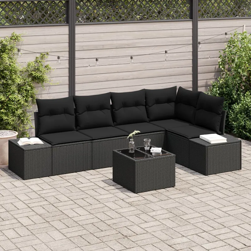 set de canapea de gradina 6 piese cu perne bej din poliratan