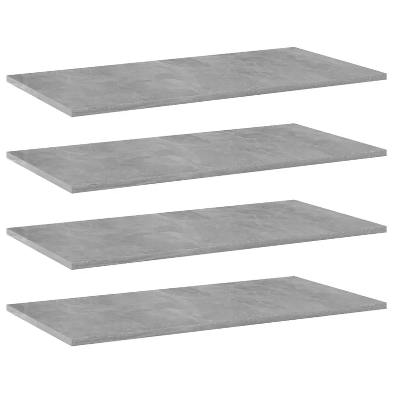 placi biblioteca, gri beton, 4 buc, 80 x 40 x 1,5 cm, pal