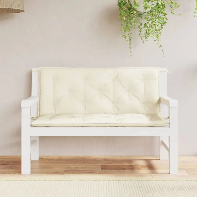 perna banca de gradina, alb crem 120x(50+50)x7 cm textil oxford