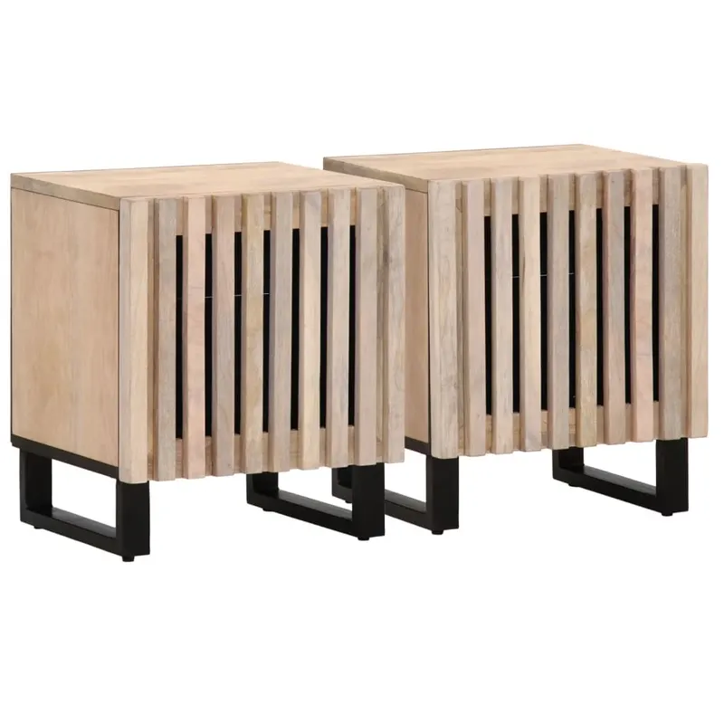 noptiere, 2 buc., 40x34x46 cm, lemn masiv mango albit