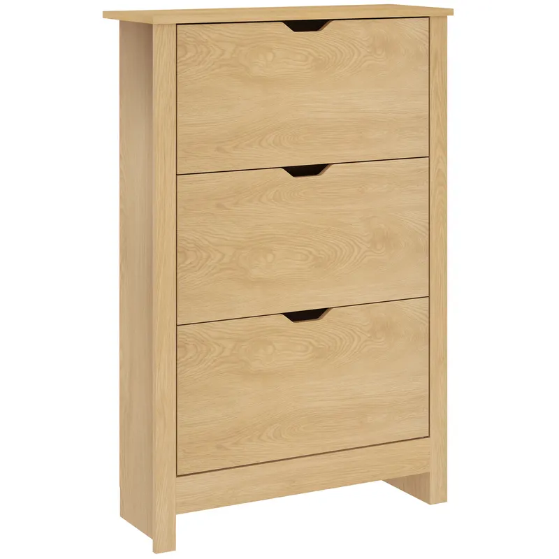 HOMCOM Dulap Slim pentru 18 Pantofi, 3 Sertare cu 2 Rafturi Reglabile Lemn