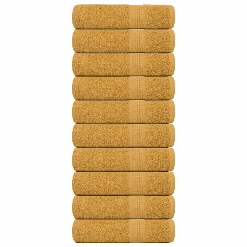 Prosoape de maini, frogn, 10 buc., aurii, 50x100 cm, 360 g/m2