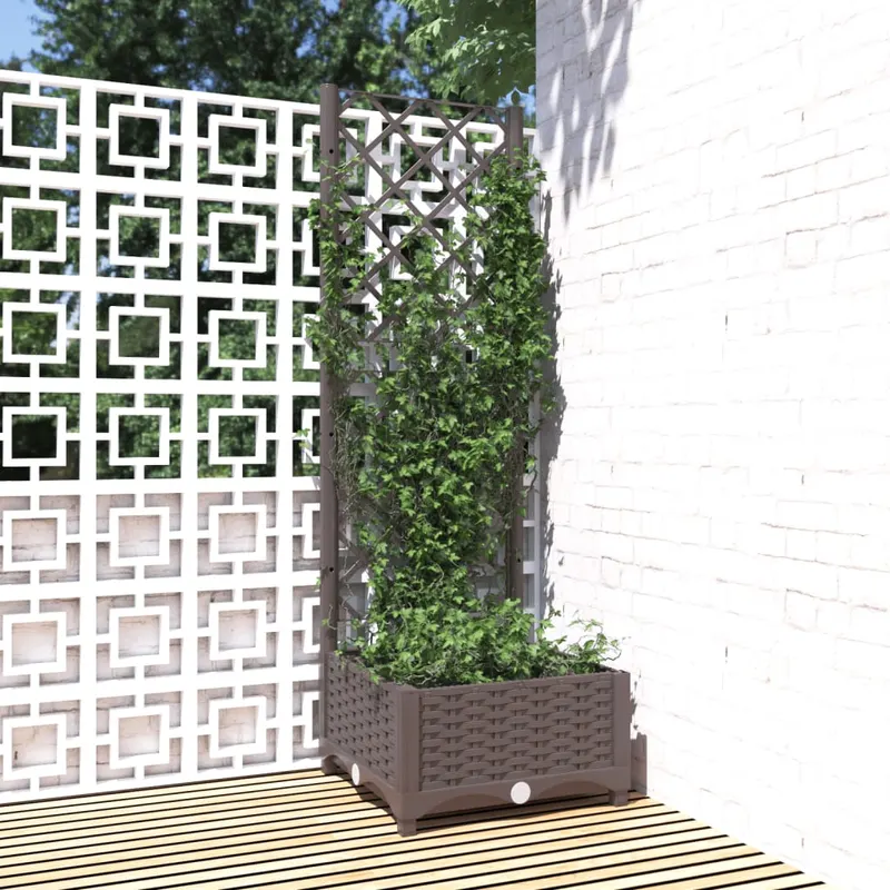 jardiniera de gradina cu spalier maro, 40x40x121,5 cm, pp