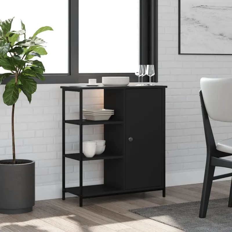 servanta, negru, 70x30x80 cm, lemn prelucrat