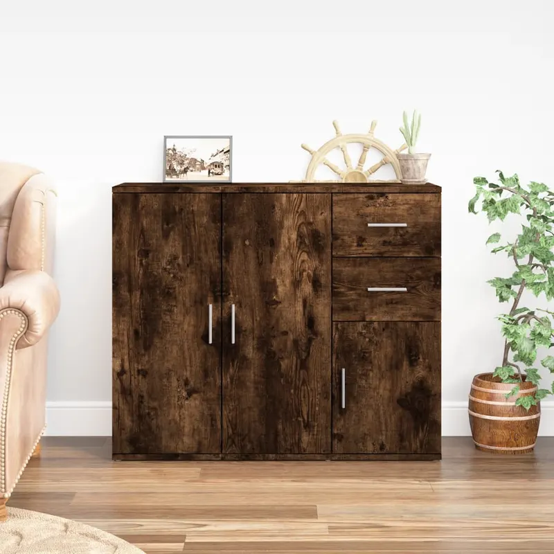 servanta, stejar fumuriu, 91x29,5x75 cm, lemn prelucrat