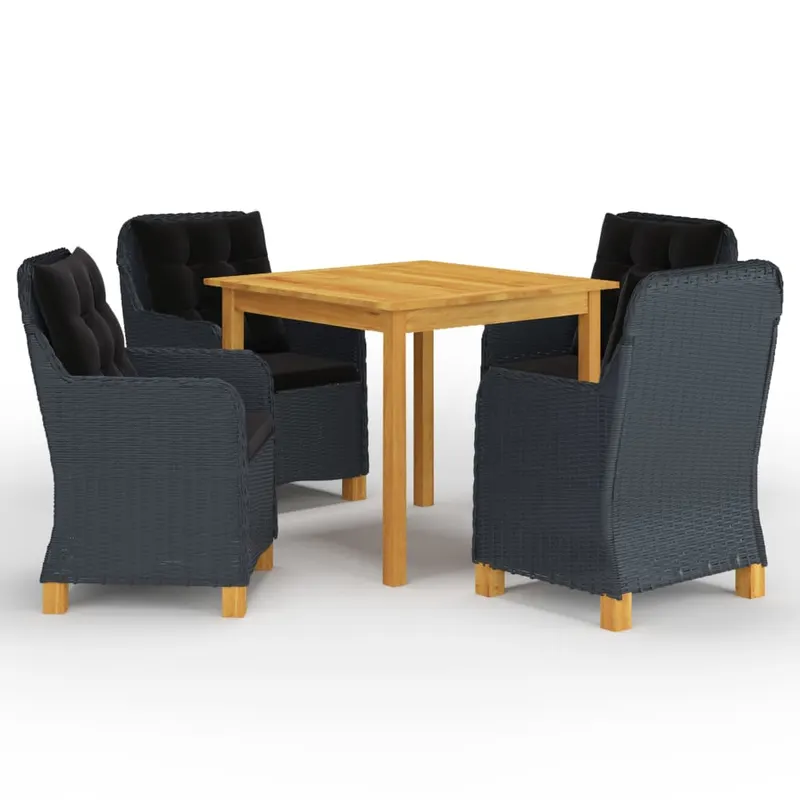 set mobilier de gradina, 5 piese, gri inchis