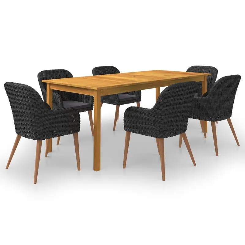 set mobilier de gradina, 7 piese, negru
