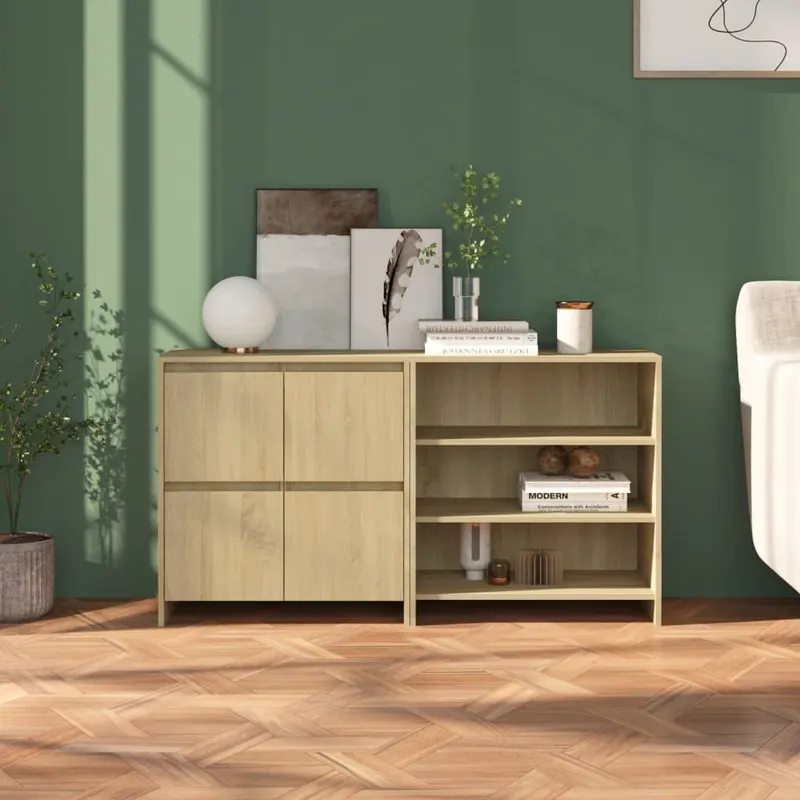 servanta, stejar sonoma, 2 piese, lemn prelucrat