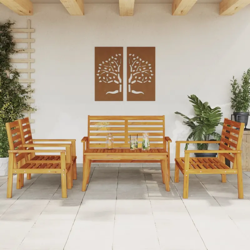 set lounge de gradina 5 piese din lemn masiv de salcam