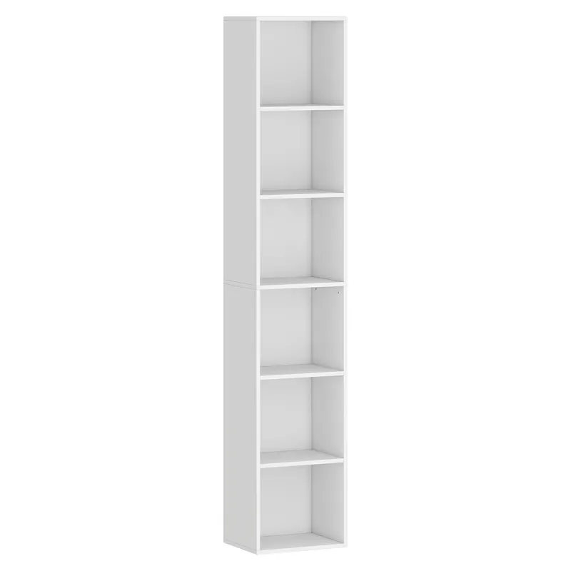 HOMCOM Bibliotecă Autoportantă și care Economisește Spațiu, 30x24x159 cm, Culoare Alb
