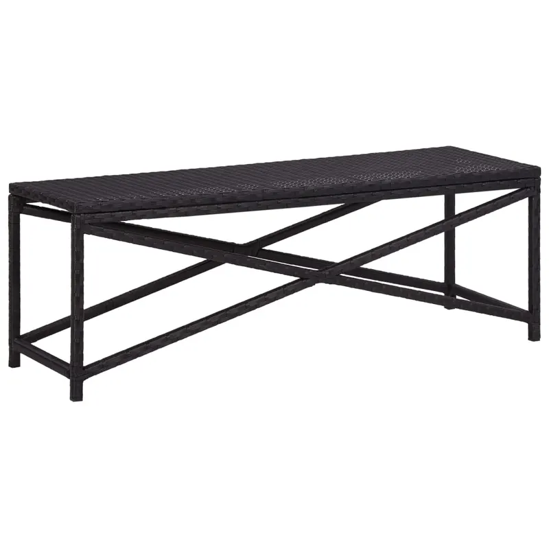 banca de gradina, negru, 120 cm, poliratan
