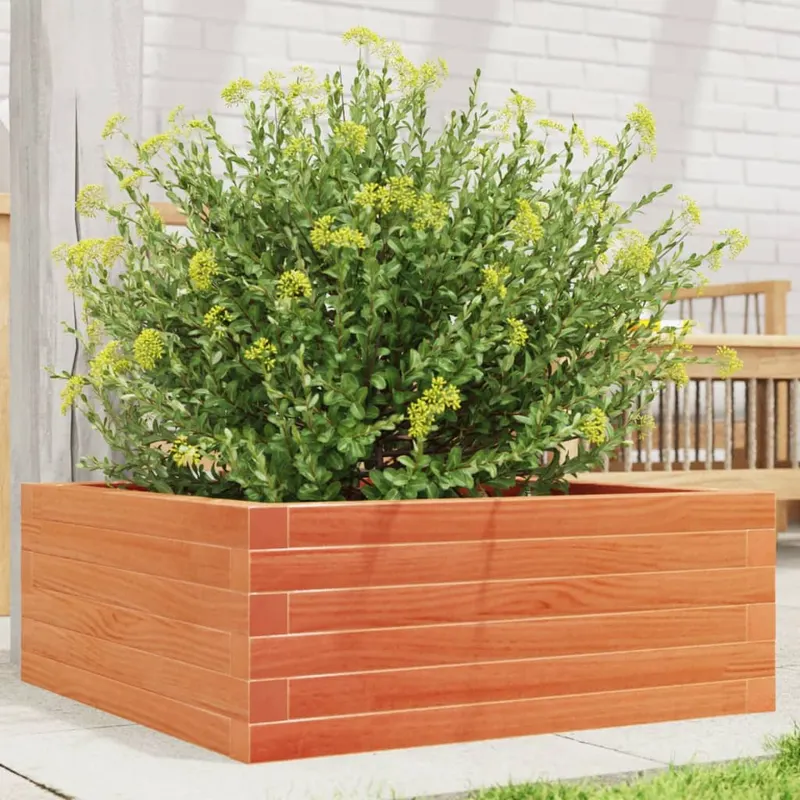 jardiniera gradina, maro ceruit, 60x60x23 cm, lemn masiv pin