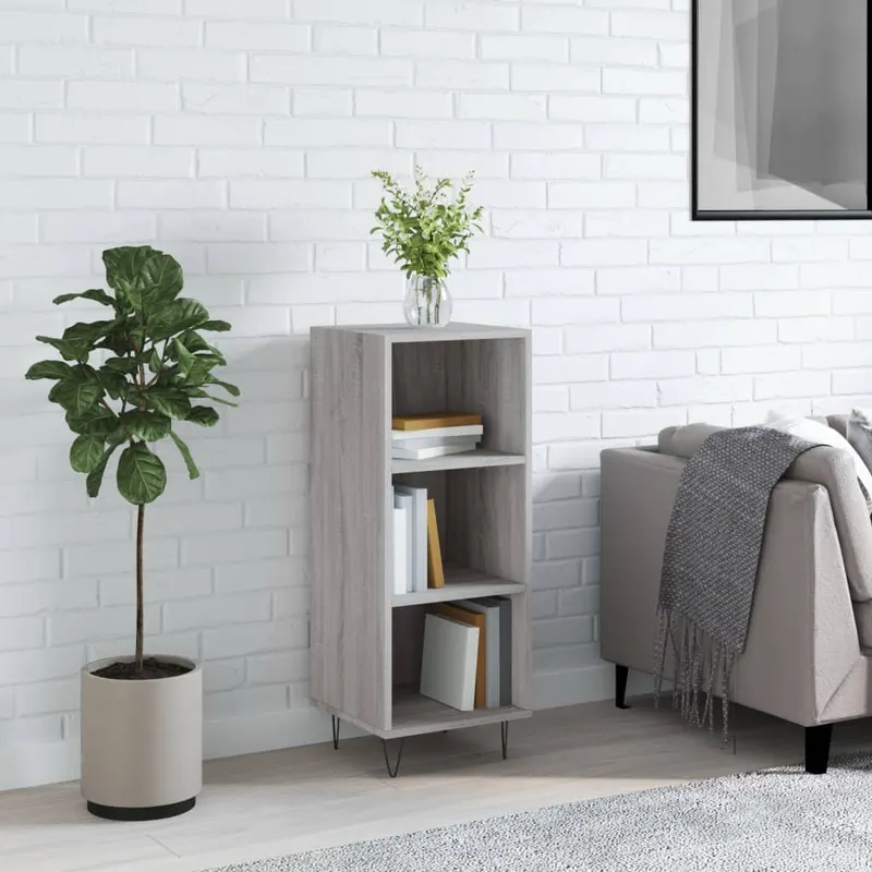servanta, gri sonoma, 34,5x32,5x90 cm, lemn compozit