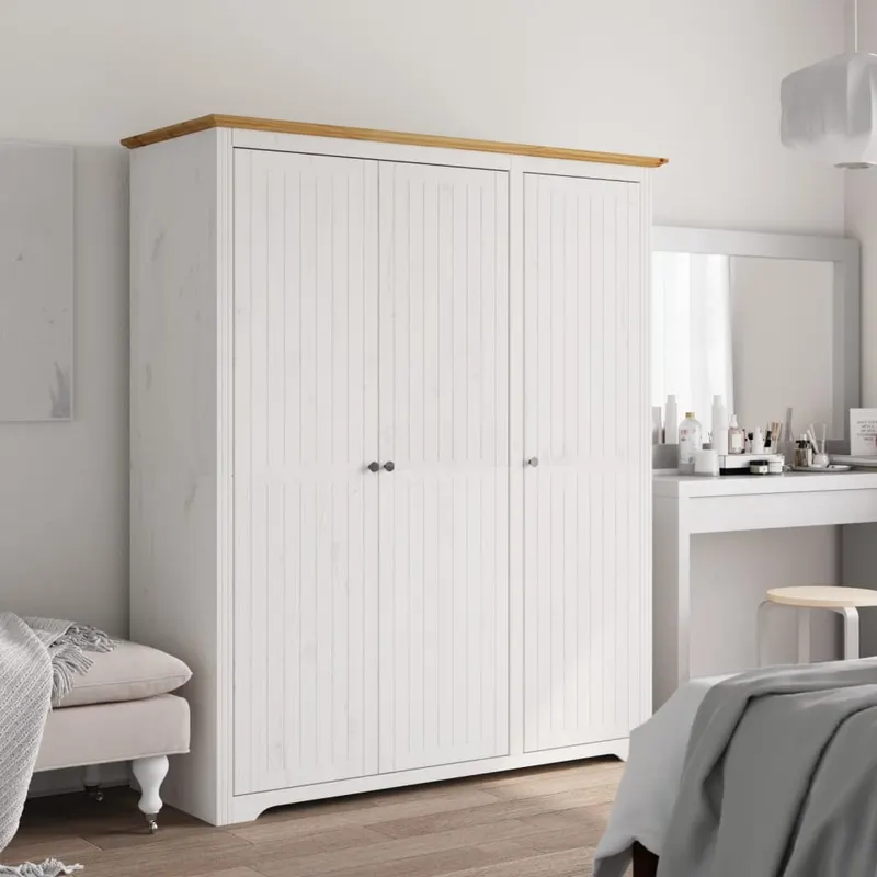 sifonier bodo, alb & maro, 146x53,5x173 cm, lemn masiv de pin