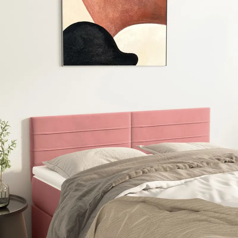 tablii de pat, 2 buc, roz, 72x5x78/88 cm, catifea