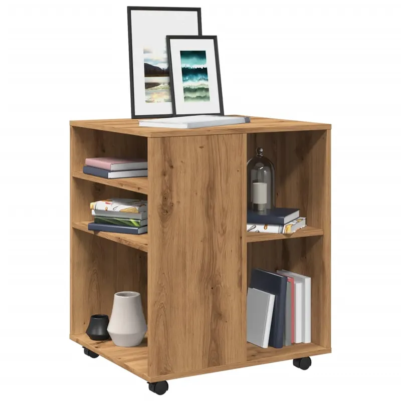 dulap cu roti, stejar artizanal, 60x53x72 cm, lemn prelucrat