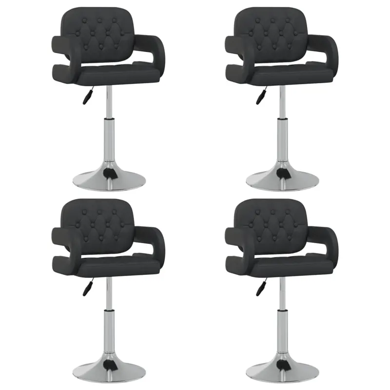 scaune de bucatarie pivotante, 4 buc., negru, piele ecologica