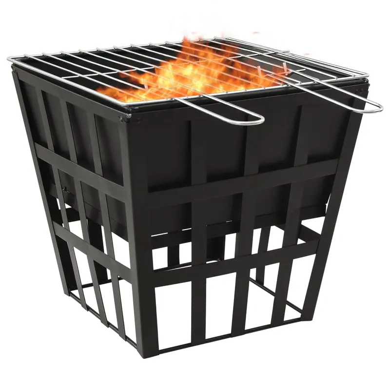 vatra de foc 2-in-1 cu gratar, 34x34x48 cm, otel