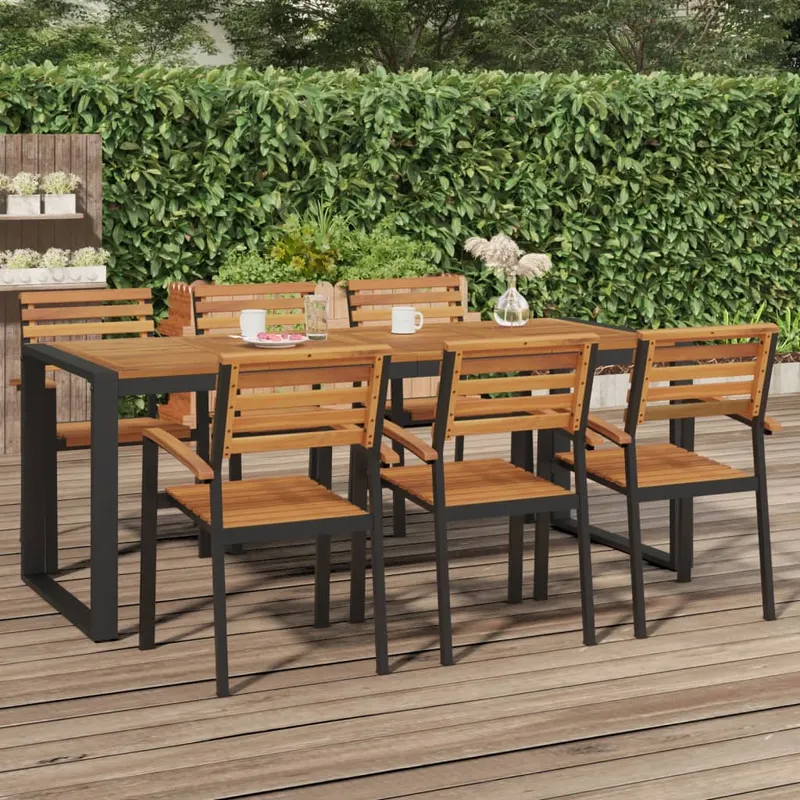 masa gradina picioare forma de u 200x90x75 cm lemn masiv acacia