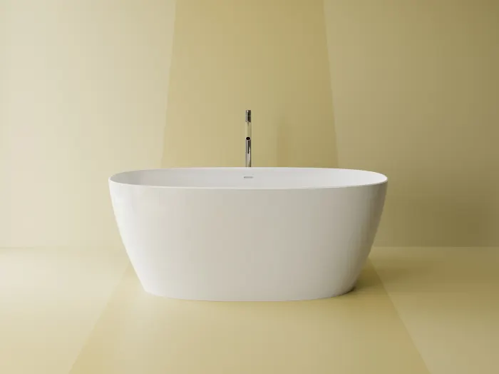 Cada freestanding ovala, compozit alb mat, interior lucios, 160x78.7x61.5 cm, Lumia