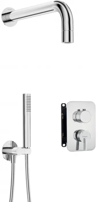 Set de dus incastrat, cu palarie, para de dus si baterie cu termostat, otel, Deante Silia