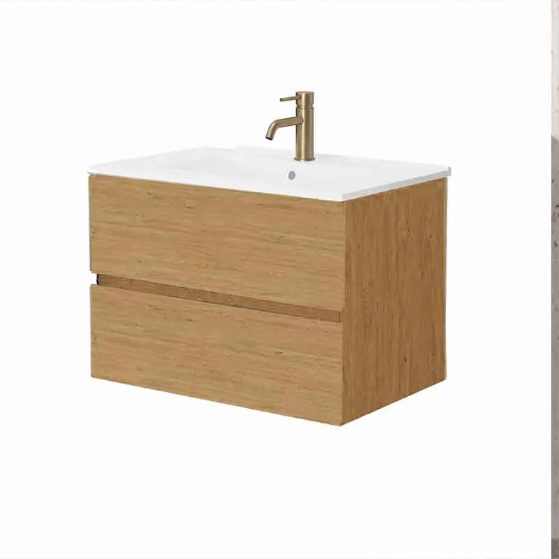 Mobilier lavoar suspendat Fluminia Genova 80, modular, 2 sertare soft close, Rovere Natural