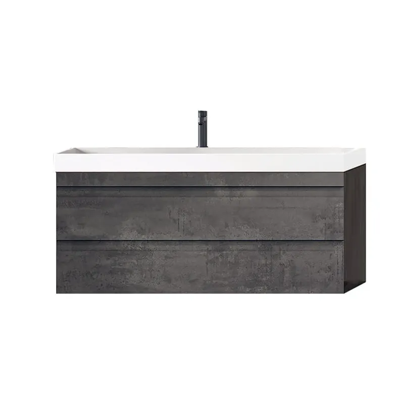 Set mobilier suspendat si lavoar Kolpasan Naomi, 100 cm, 2 sertare Soft Close, lavoar Kerrock, dark concrete