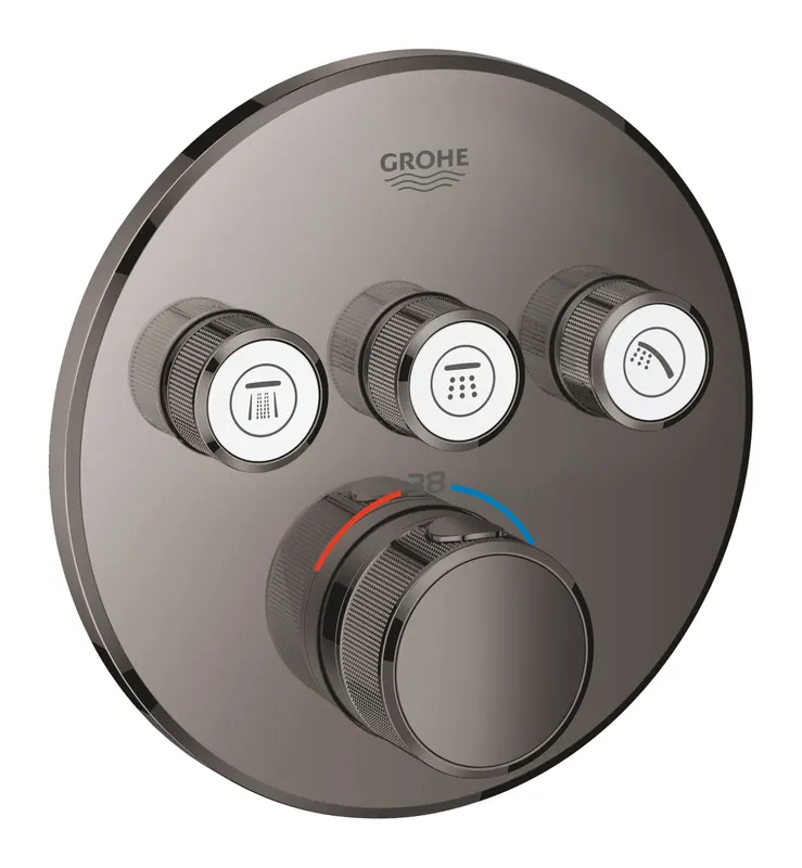 Unitate control Grohe 29121A00, Grohtherm Smartcontrol, 3 iesiri, termostat, necesita set fixare, lucios, grafit