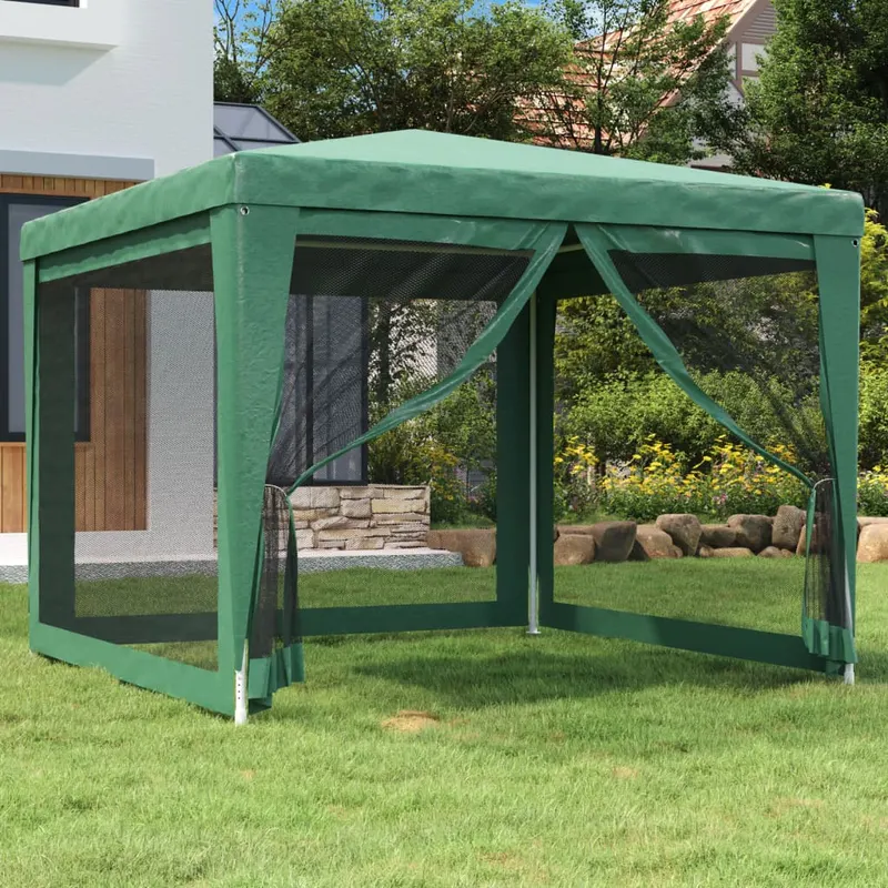 cort de petrecere cu 4 pereti din plasa, verde, 3x3 m, hdpe