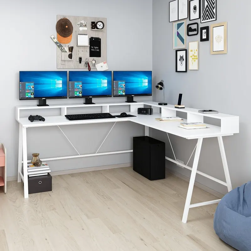 Birou Team, Diverse culori, 180x60x90 cm - Alb