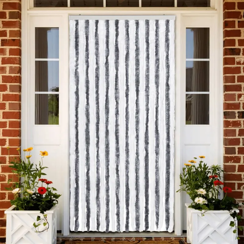 perdea pentru insecte, gri si alb, 90x220 cm, chenille