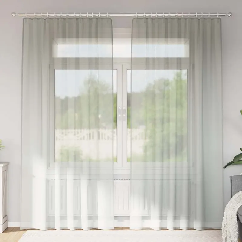 perdele voal cu bucle 2 buc gri deschis 140x225 cm