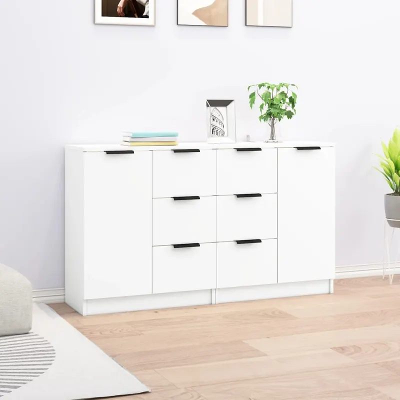 servante, 2 buc.,, alb, 60x30x70 cm, lemn prelucrat