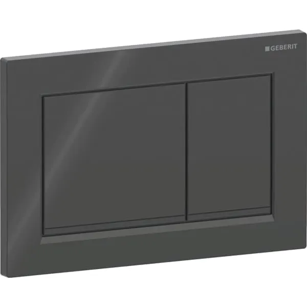 Clapeta actionare dubla rezervor wc negru lucios cu banda de design de culoare negru mat Geberit Omega20