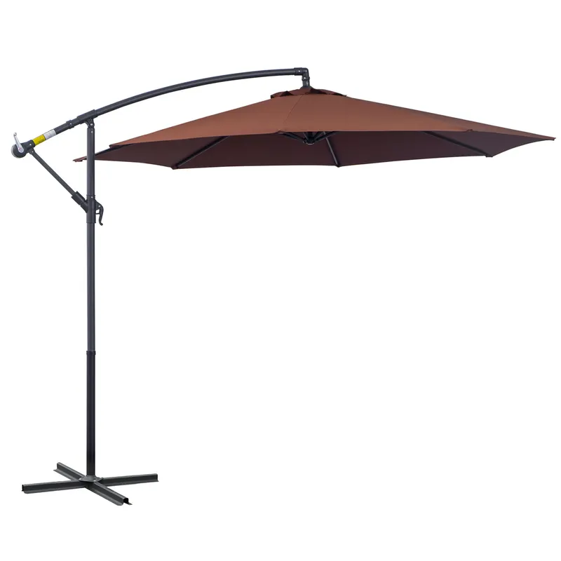 Outsunny Umbrelă de Soare Suspendată, Înclinabilă, Cadru din Metal și Poliester, 295x295x255 cm, Nuanță Cafea