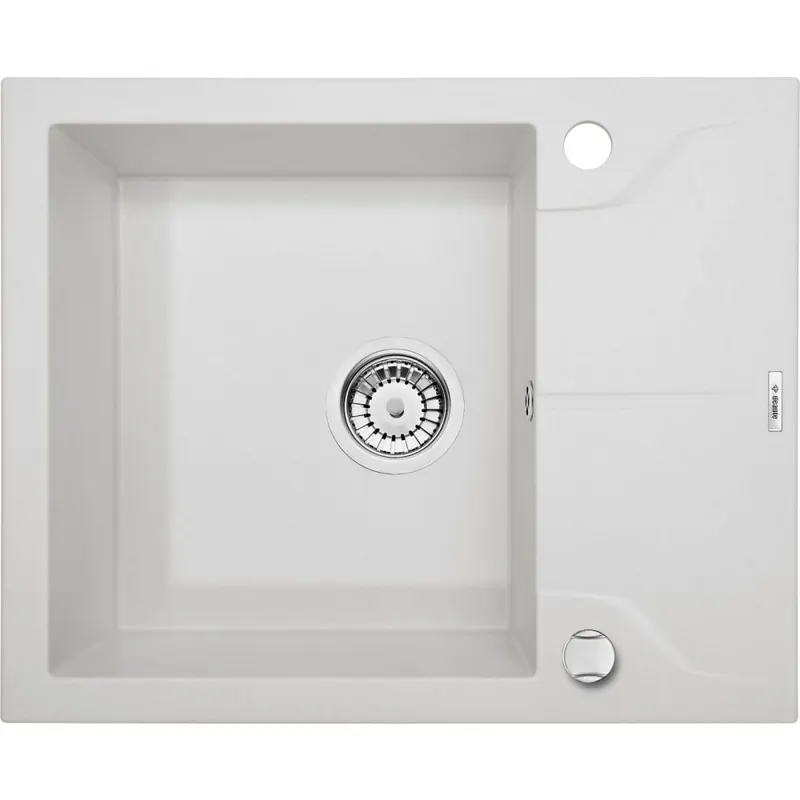 Chiuveta bucatarie compozit cu picurator alb mat 59 cm Deante Andante