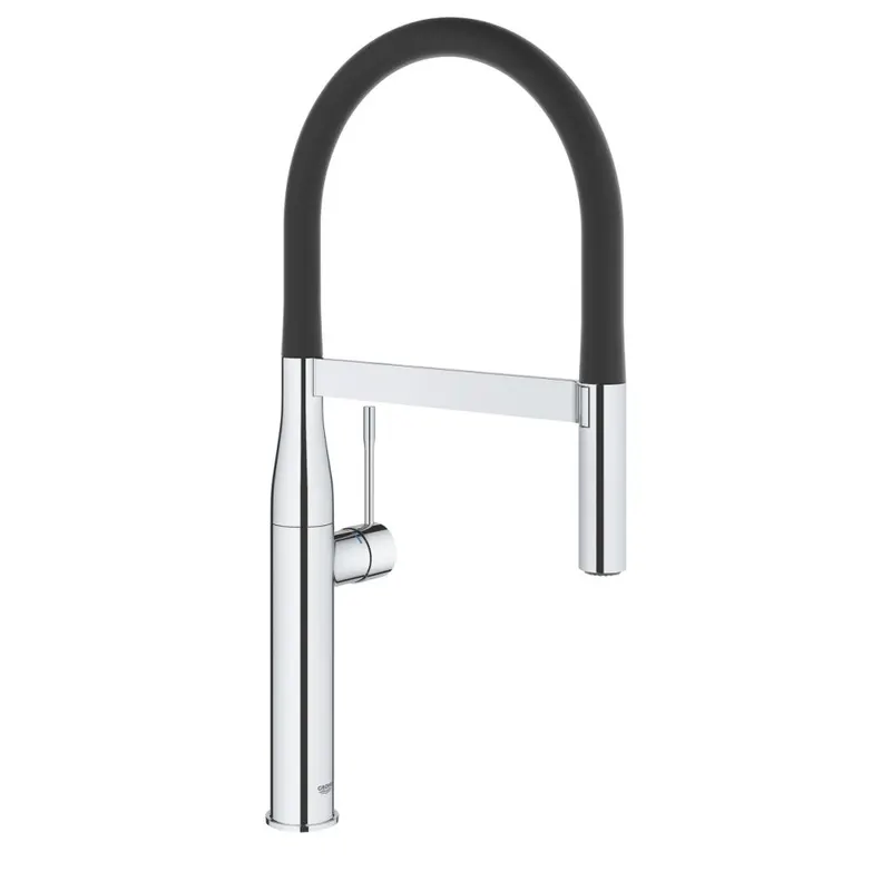 Baterie chiuveta bucatarie cu pipa flexibila neagra Grohe Essence