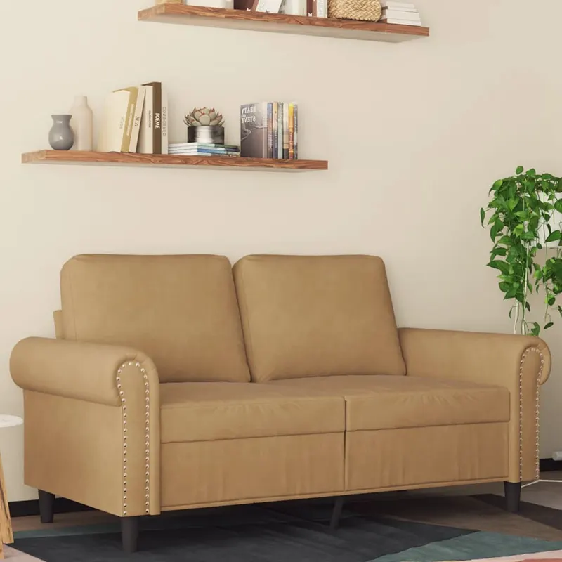 canapea cu 2 locuri, maro, 120 cm, catifea