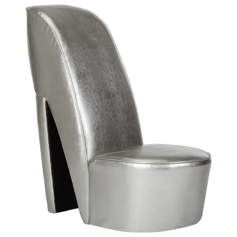 scaun, design toc inalt, argintiu, piele ecologica