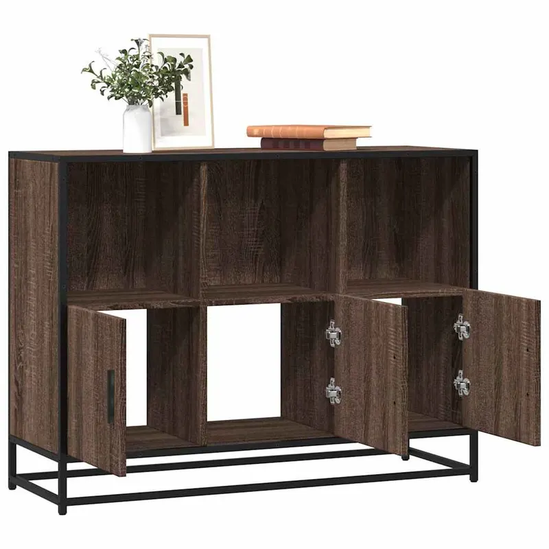 servanta, stejar maro, 100x35x76 cm, lemn compozit